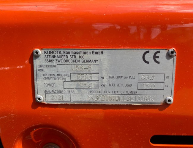 2021 Kubota U56-5 VV1309 | Graafmachine | Minigraver